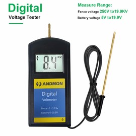 Andmon Electric Fence Tester Battery Testing Digital Electric Fence Voltage Tester Testing Range 250 to19900V LCD Voltage Detector Gardening Tools