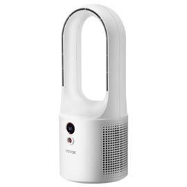 VEVOR Desk Fan Bladeless, 12.99 Inch Portable Desk Fan, 6-Speed USB Quiet Cooling Small Tower Fan with Rechargeable Battery, Easy to Clean & Kids-Friendly, Blows Cold Air for Bedroom, Office, Home