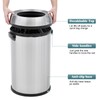 WELYFE 17 Gallon Open Top Trash Can, Round Stainless Steel