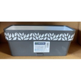 Deroma 9E61ZSZ023 Dark Gray Resin Leaves Balcony Planter 5 x 11.8 x 5in.