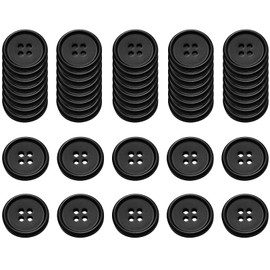 50PCS Black Resin Buttons, Round Buttons 4 Hole Buttons 15mm Round Buttons Black Domed Round Buttons Sewing Buttons Sew On Buttons Coat Making Buttons for Crafting, Sewing, Replacement, Knitting(24L)
