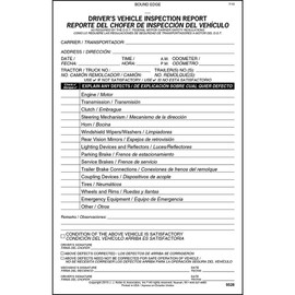 Simplified Driver's Vehicle Inspection Report 10-pk. - Bilingual, Book Format, 2-Ply Carbonless, 5.5" x 8.5", 31 Sets of Forms Per DVIR Book - Meet FMCSR Requirements - J. J. Keller & Associates