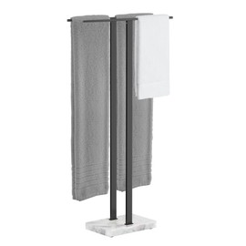KES Standing Towel Rack, 37" H (Equal Height) Towel Rack Stand with Marble Base, Free Standing Towel Racks for Bathroom Floor, 18/8 Stainless Steel Matte Black, BTH229-BK