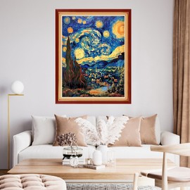 Funchey Stamped Cross Stitch Kits, DIY Cross Stitch Pattern for Adults Beginners Needlepoint Kits Embroidery Kit Arts and Crafts 11CT& Starry Night Interactive Animation 16x20 inchs