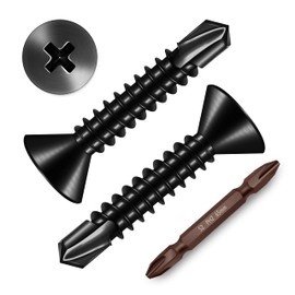 (300pcs) #8 x 1 for Sheet Metal Self Tapping Screws, 410 Stainless Steel Black Oxide, Flat Head Phillips Quick Tapping Self-Drilling Screws by Mywish