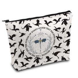 ENSIANTH Dark Romance Reader Makeup Bag Romantasy Fantasy Bookworm Gift Dragon Rider Zipper Travel Bag Dragon Lover Gift (sky dragon MU)