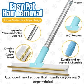 Dr. Wiggles Pet Hair Remover Set: Adjustable Pet Hair Removal Broom, Handheld Rake, and Handheld Roller