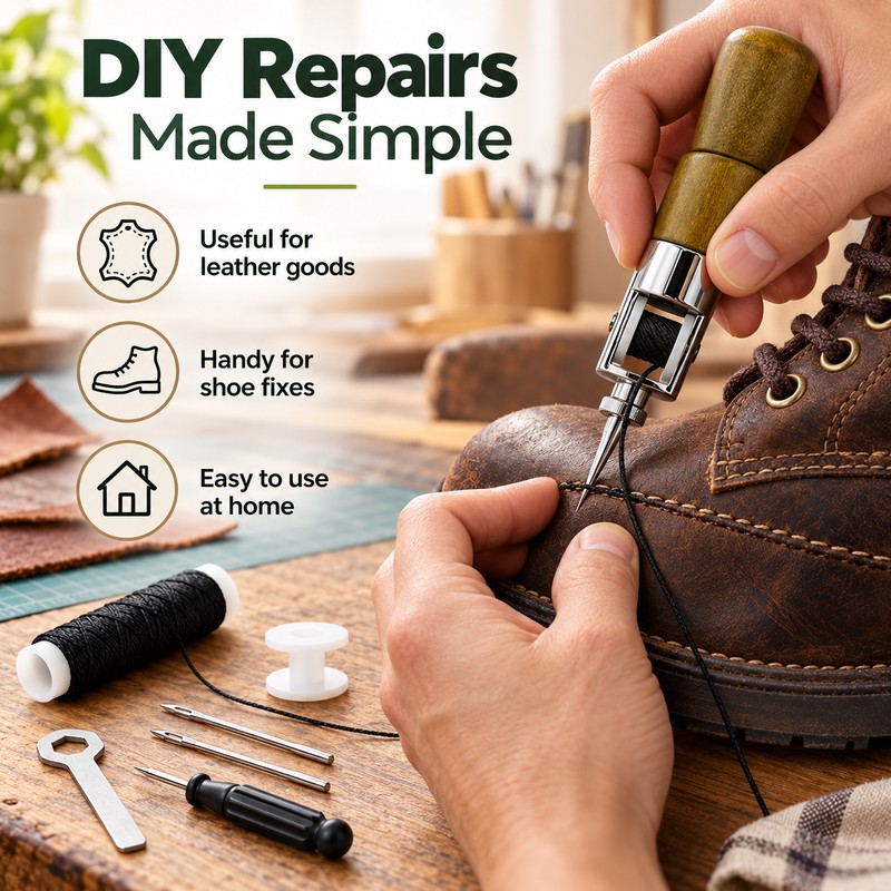 Leather Hand Sewing Tool for Stitching & Repairs – Stainless