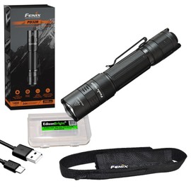 EdisonBright Fenix PD32R 1400 Lumen Rechargeable LED impact resistance battery compartment Tactical Flashlight with EBR accessory Box