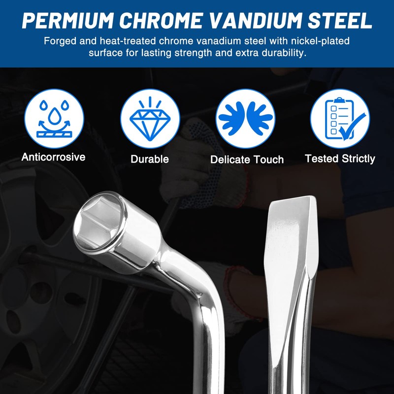 Tongze 19mm Tire Iron Lug Wrench: L-type Lug Nut Wrench