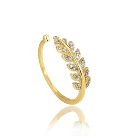 Lit Wall Gold Leaf Rings for Women 18K Gold Plated Minimalist Open Adjustable Ring for Women Gold Rings for Women