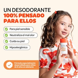 Naturaldry - 2 desodorantes infantiles Kids SIN BICARBONATO DE SODIO unisex Natural ideales para pieles sensibles - No obstruye los poros - SIN ALUMINIO - Sin parabenos - Aroma Naranja para niños y niñas - En Barra