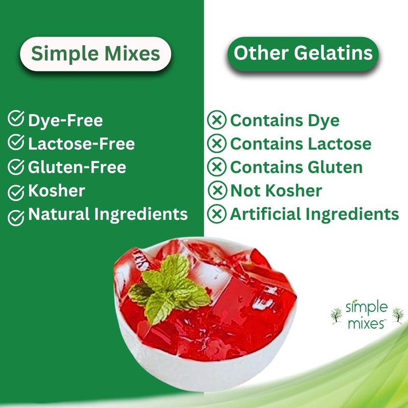 Simple Mixes Natural Gelatin Dessert, Lime, Kosher, 6 Pack of