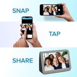 PhotoShare MyLuma LED 7” WiFi Digital Photo Frame with LEDs and Soft Touch Back Panel | Send Photo or Video from Phone to Digital Picture Frame | Stardust Grey Finish