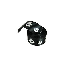 7/8" Paw Print Single Faced Satin Ribbon Rolled up 4 Yards Polyester Choose Color (Black)