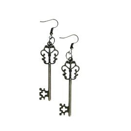Sharron Renée DHARK RHED Antique Skeleton Key Earrings Bronze Silver Matte Rose Gold Chrome Clover Heart 3Ring Vintage Unisex Jewelry QTY: 1 Pair (Bronze, Vintage)