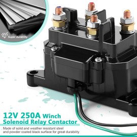 ovsor 12V 250A Well-Made Winch Solenoid Relay Contactor Thumb Truck Serves as a Perfect Replacement for ATV UTV 2000-5000lbs Winch with 6 Protecting Caps