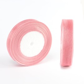 3/4 Inch Pink Sheer Organza Ribbon, 100 Yards Pink Craft Sheer Chiffon Ribbon for Wedding, Gift Wrapping, Holiday Decoration, Bow Making, Wreath, DIY Crafts