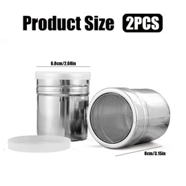 Set of 2 powdered sugar shakers, flour shakers, cappuccino coffee, for stencils, cocoa shaker, icing sugar mill, coffee lid, stainless steel cocoa powder, with mill, icing sugar, dusting sugar shaker