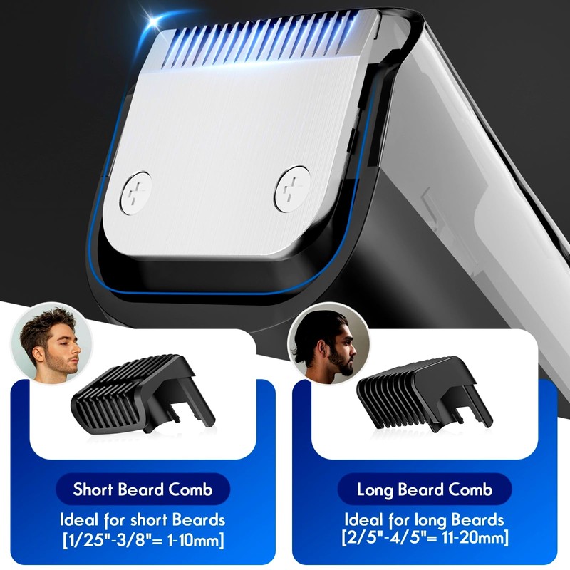 Vacuum Beard Trimmer for Men Rechargeable, IPX6 Waterproof Mustache Trimmer