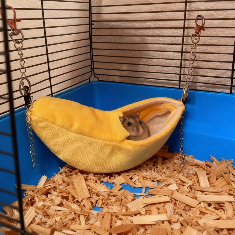 DQITJ 2 Pack Sugar Glider Bed House Hamster Banana Warm