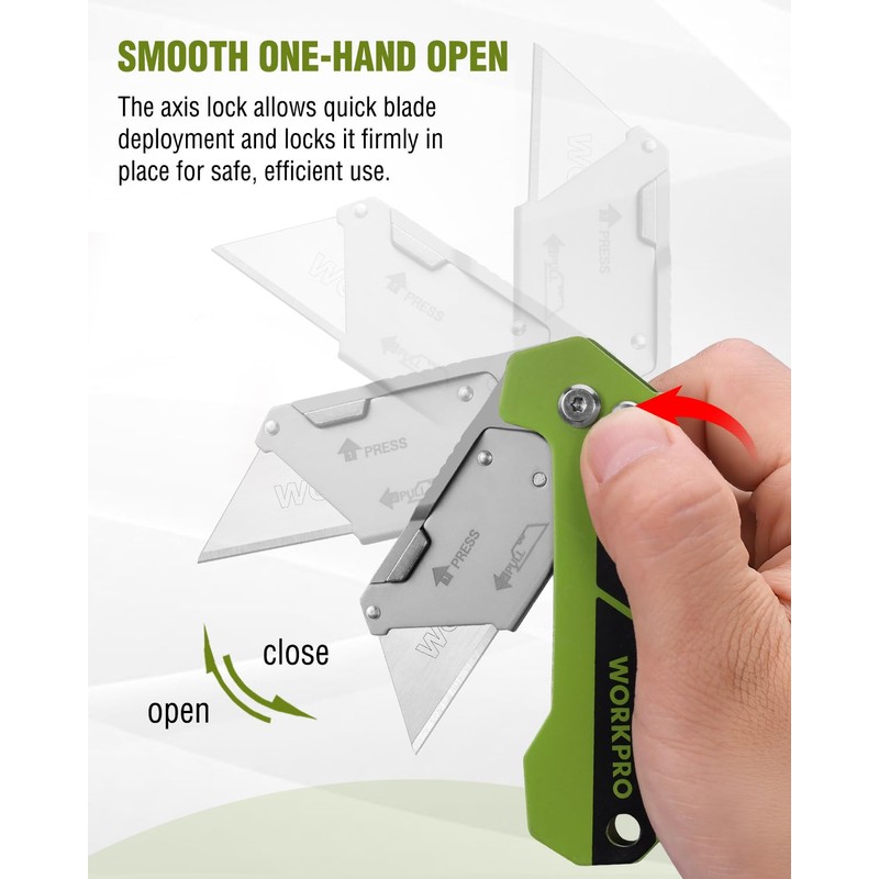 WORKPRO EDC Folding Utility Knife, Mini Box Cutter with Quick
