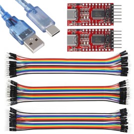 AITRIP 2PCS Type-c FT232RL Mini USB to TTL Serial Converter Adapter Module 3.3V/5.5V FTDI Breakout Board+60pcs Breadboard Jumper Wires 20cm Dupont Cable Assorted Kit+1PCS Type-c Cable for Arduino