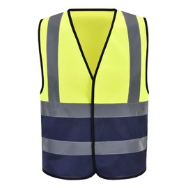 AYKRM Yellow&Navy XL Reflective Safety Vest for High Visibility and Press Work - Men and Women's Safety Vest for Construction and Traffic