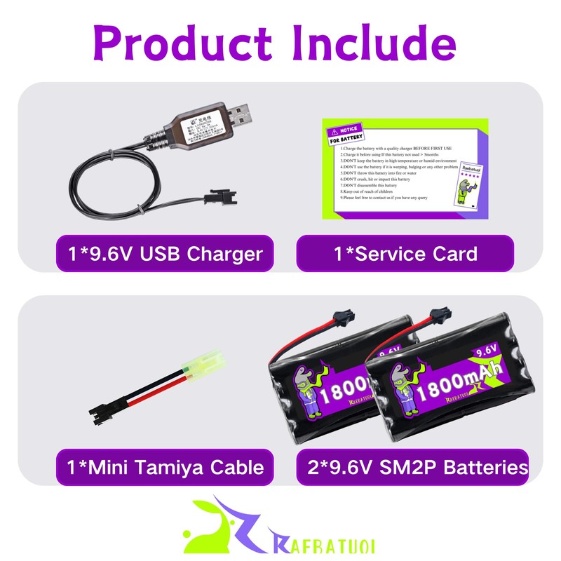 9.6V 1800mAh Ni-Cd 4+4 Flat Shape Rechargeable Battery with SM-2P