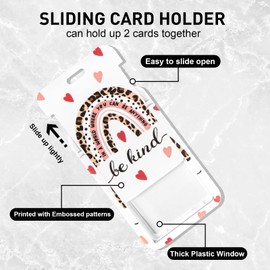 Hinsly Be Kind ID Badge Holder with Lanyard, Retractable Badge Holders Reels with Lanyards Adjustable, for Women Kids Teacher Nurses Doctor Student, Leopard Rainbow