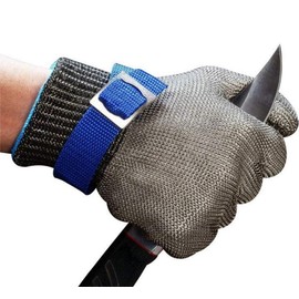 SMALLK Cut Protection Gloves 100% Stainless Steel Metal Mesh Cut Resistant Food-Safe Gloves Butcher Gloves with White Fabric Gloves (L)