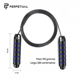 Cuerda de Saltar Lastrada - 3 Metros - Comba Profesional con Peso - Mango Antideslizante - Ideal para Entrenamiento de Cardio, Cross Fitness y Boxeo - Uso en Gimnasio o Casa - Para Hombres y Mujeres