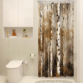 TheBlackSpot Birch Tree Shower Curtain Sets Rustic Western Country Bath Curtains Decor Grommet with Hooks 36" W × 72" H