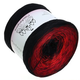 LiLu‘s Fairytale Yarn with ‘Hellfire’ (Black and Red) Colour Gradient 300 g – 1140 m 4-Ply Bobbel Knitting/Crochet Wool
