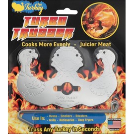 Turbo Trusser for Turkey I As Seen on Shark Tank I Cooks Evenly for Juicier Meat I Stainless Steel & Dishwasher Safe I Easy for Oven, Smoker, Roaster, Grill, Rotisserie, & Deep Fryer