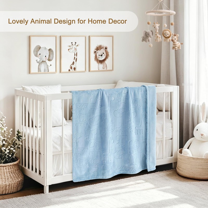BORITAR 4 PCS Baby Blankets, 3D Animal Fleece Blanket for