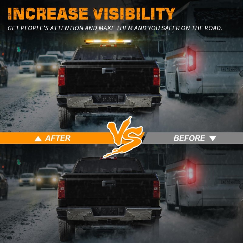 XRIDONSEN 28.4" 80 LED Roof Top Strobe Light Bar Amber