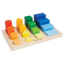 Kaplan Early Learning Company Wooden Toddler Colorful Shape and Height Sorter