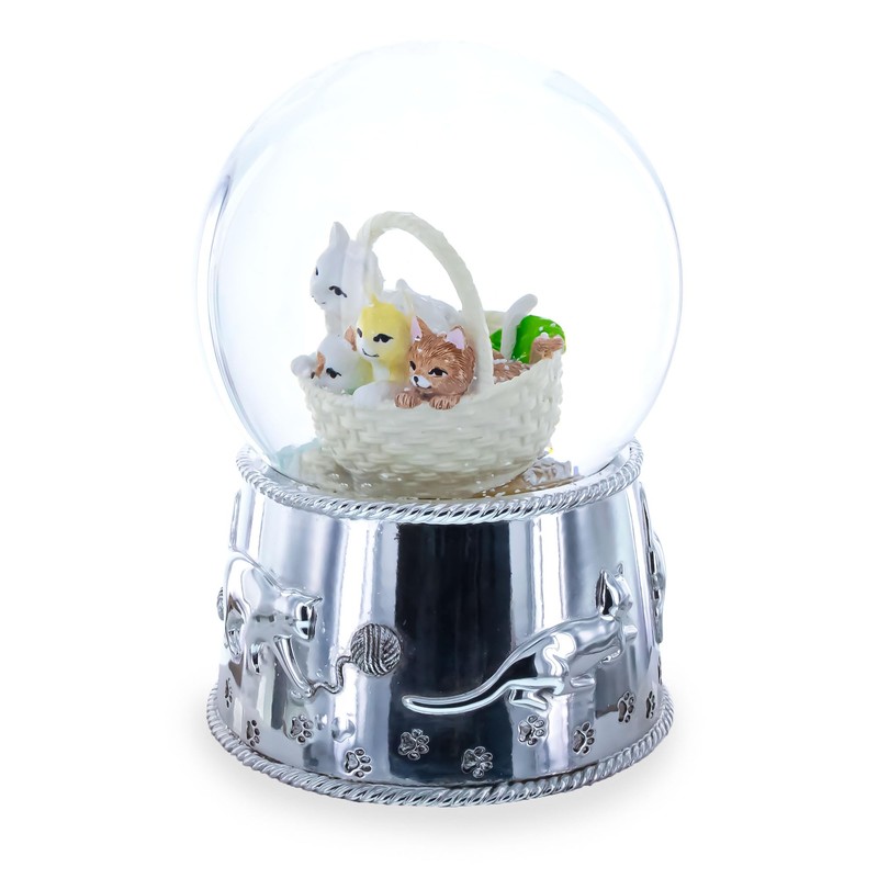 Kittens in a Basket Water Snow Globe