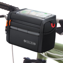 QCHMM Handlebar Bag Bicycle, Insulated Bicycle Bag Handlebar for E Bike and Bicycle, 4L Bicycle Basket Front Bag with Adjustable Touchscreen and Removable Shoulder Strap