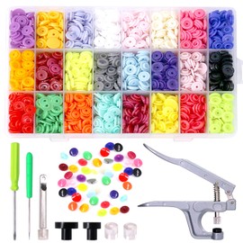 Wokape 384Pcs 24 Colors Snaps and Snap Pliers Set, T5 Plastic Buttons Plastic Snaps for Sewing and Crafting with Organizer Storage Containers