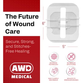 AWD Zip Stitch Surgical Wound Closure Strips - 2 Zipstitch Devices, 2 Sterile Gauzes, 2 Alcohol Wipes - Emergency Laceration Device for Cuts Without Stitches - Steri Strips First Aid & Survival