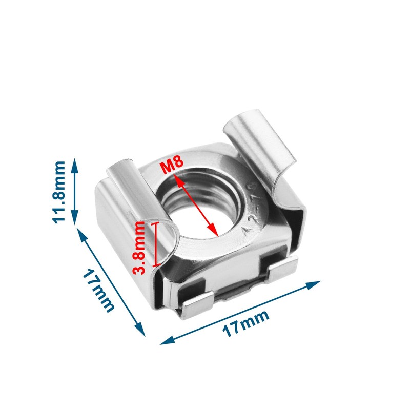 Micro Traders 20pcs M8 Cage Nuts 304 Stainless Steel Nuts
