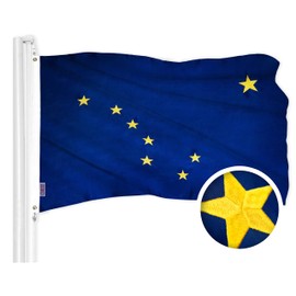 G128 Alaska State Flag | 2x3 Ft | ToughWeave Series Embroidered 300D Polyester | Embroidered Design, Indoor/Outdoor, Brass Grommets