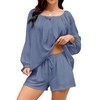 KFUBUO Women 2 Piece Pajamas Set Pjs Ruffle Long Sleeve