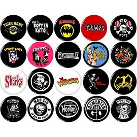 Psychobilly x 20 button pin badge set of 20 1"inch (25mm) rockabilly punk rock