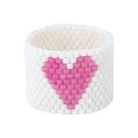 KELITCH Sweet Heart Miyuki Beads Rings Stackable Rings Colourful Rings Cuckle Rings Women's Handmade Jewellery, Miyuki