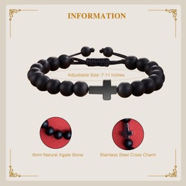 Easter Basket Stuffers for Teens Boys Adjustable Braided Rope Cross Bracelet Joshua 1:9,Easter Christmas Christian Baptism Communion Birthday Gifts(Baptism)