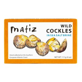 Matiz España Wild Cockles from Galicia, Spain in Natural Sea Salt Brine (4 oz.) Spanish Berberechos, Small Clams, Hand Packed, Size 45/55 (Pack of 3)