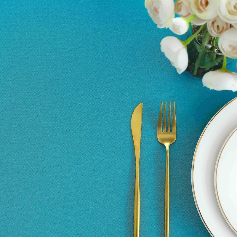FOLINS&HOME 2 Pack Teal Round Tablecloth - 60 Inch Waterproof
